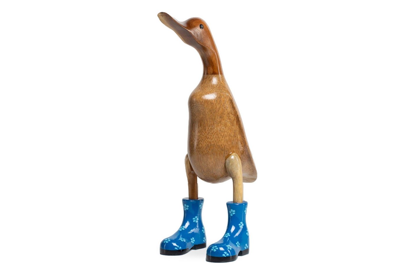 Rikmani Dekofigur Holzfigur Ente Stiefel - Handgefertigte Dekoration aus Holz Geschenk, 3 Holzarten von Rikmani
