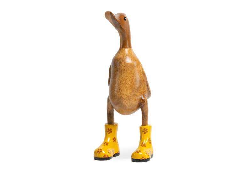 Rikmani Dekofigur Holzfigur Ente Stiefel - Handgefertigte Dekoration aus Holz Geschenk, 3 Holzarten von Rikmani