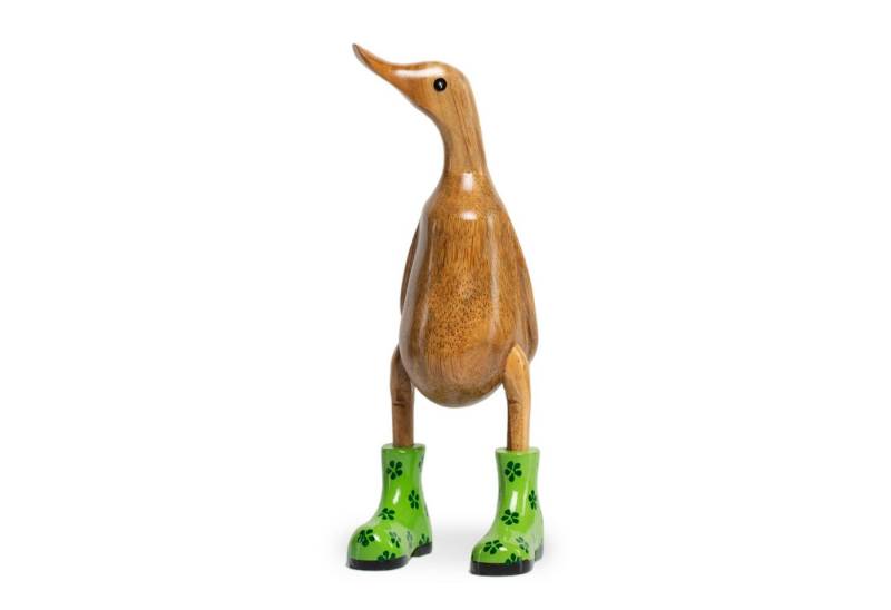Rikmani Dekofigur Holzfigur Ente Stiefel - Handgefertigte Dekoration aus Holz Geschenk, 3 Holzarten von Rikmani