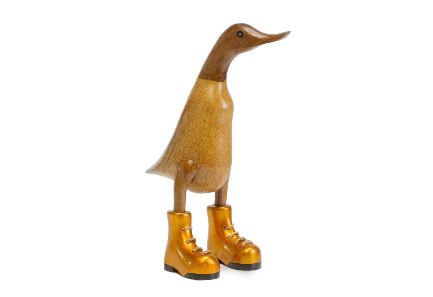 Rikmani Dekofigur Holzfigur Ente Stiefel - Handgefertigte Dekoration aus Holz Geschenk, 3 Holzarten von Rikmani