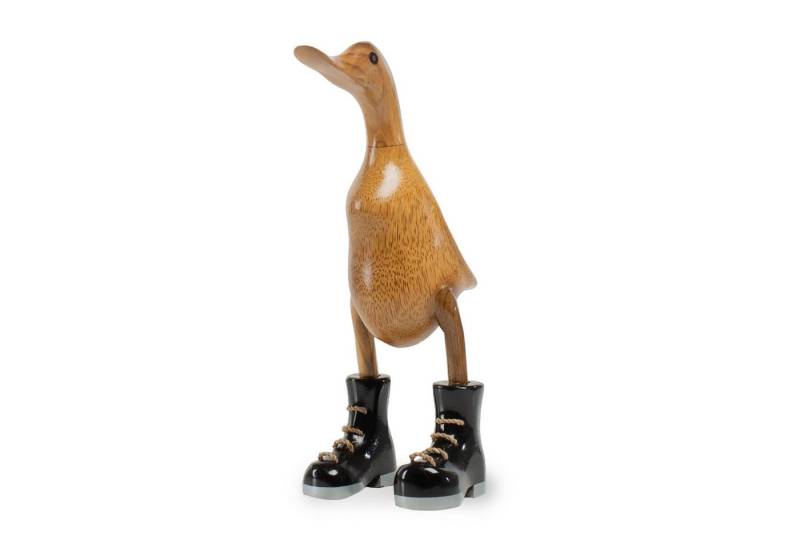 Rikmani Dekofigur Holzfigur Ente Stiefel - Handgefertigte Dekoration aus Holz Geschenk, 3 Holzarten von Rikmani