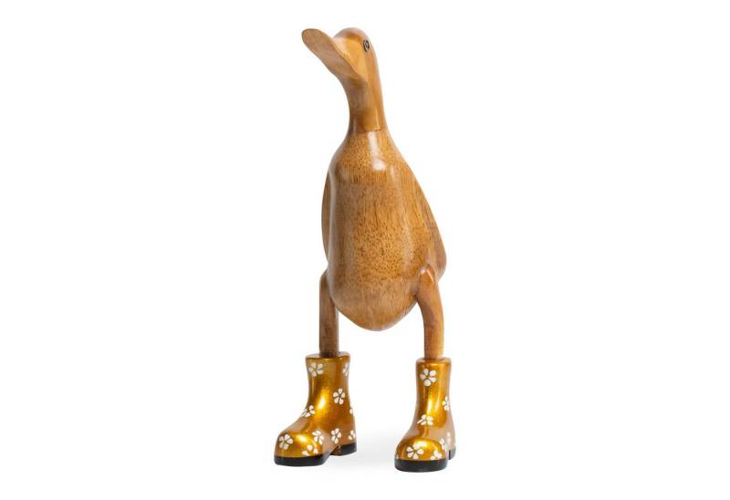Rikmani Dekofigur Holzfigur Ente Stiefel - Handgefertigte Dekoration aus Holz Geschenk, 3 Holzarten von Rikmani
