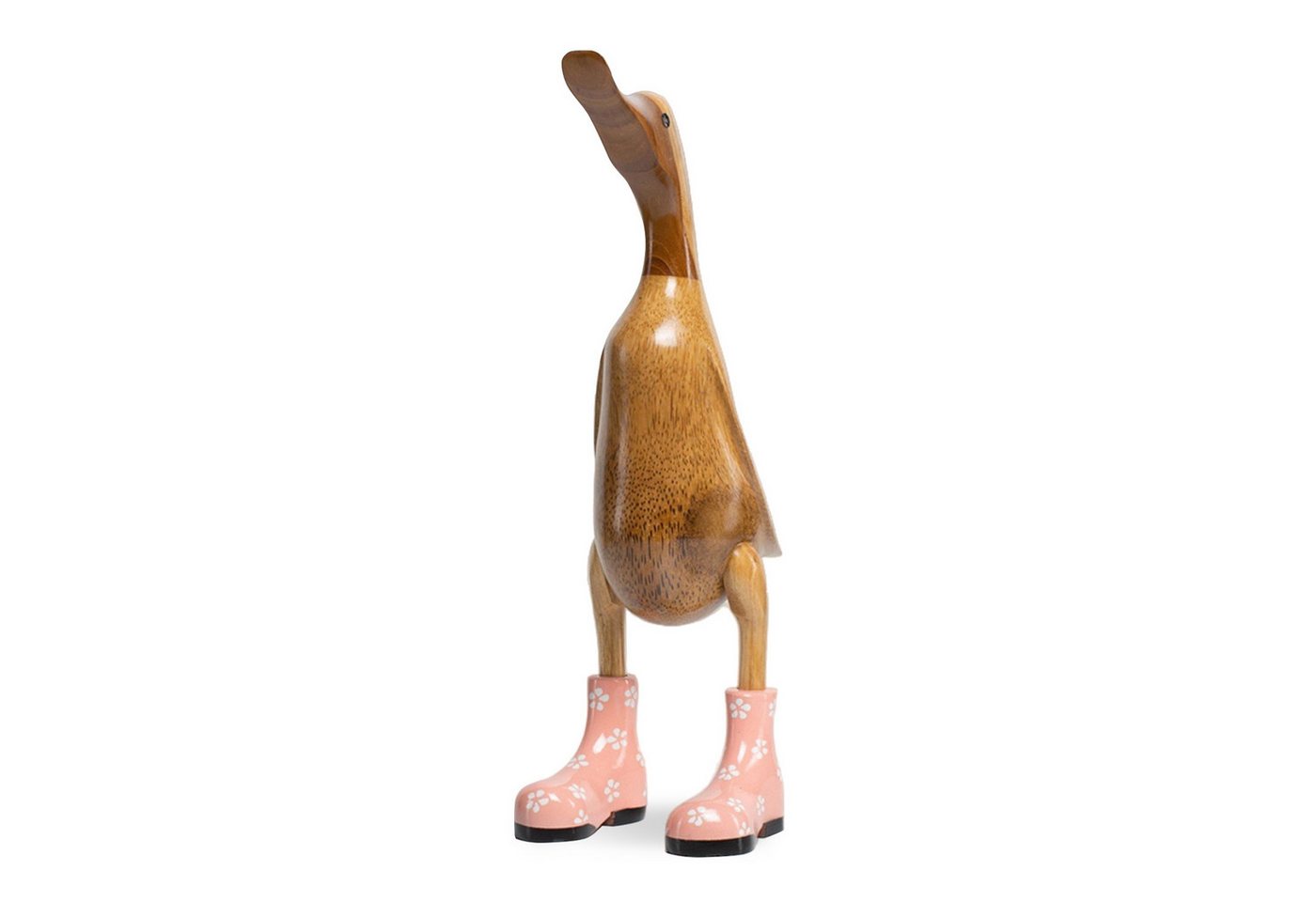 Rikmani Dekofigur Holzfigur Ente Stiefel - Handgefertigte Dekoration aus Holz Geschenk, 3 Holzarten von Rikmani