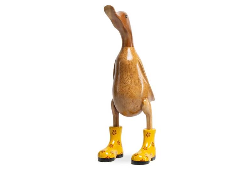 Rikmani Dekofigur Holzfigur Ente Stiefel - Handgefertigte Dekoration aus Holz Geschenk, 3 Holzarten von Rikmani