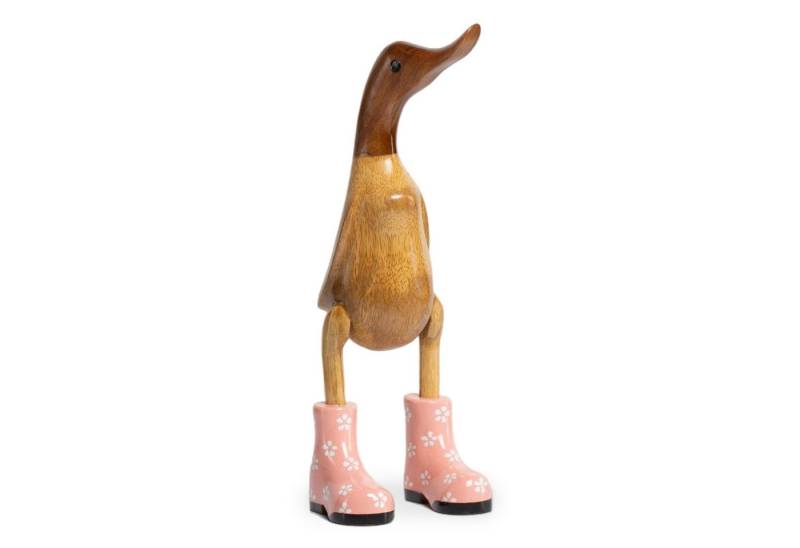 Rikmani Dekofigur Holzfigur Ente Stiefel - Handgefertigte Dekoration aus Holz Geschenk, 3 Holzarten von Rikmani