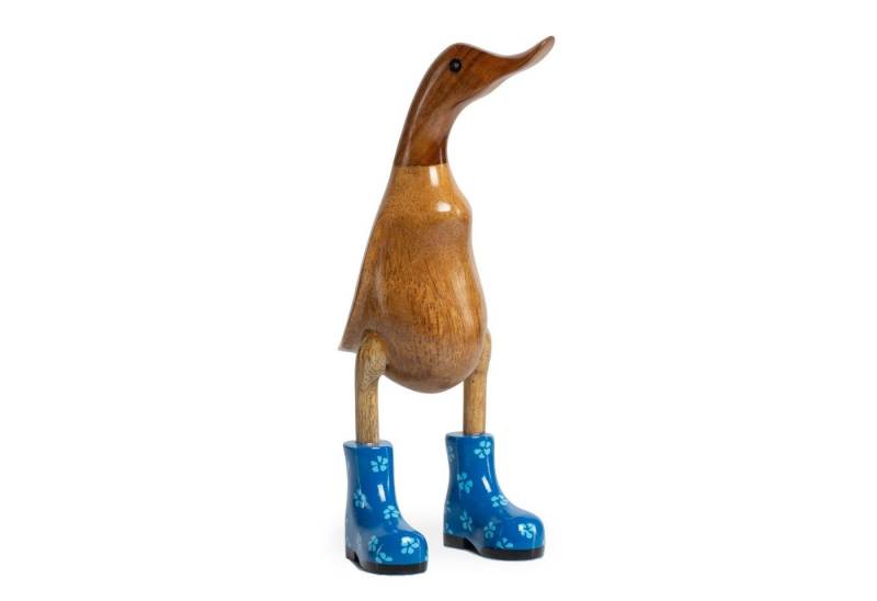 Rikmani Dekofigur Holzfigur Ente Stiefel - Handgefertigte Dekoration aus Holz Geschenk, 3 Holzarten von Rikmani