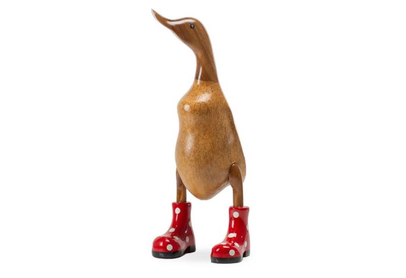 Rikmani Dekofigur Holzfigur Ente Stiefel - Handgefertigte Dekoration aus Holz Geschenk, 3 Holzarten von Rikmani
