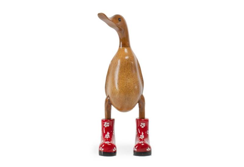 Rikmani Dekofigur Holzfigur Ente Stiefel - Handgefertigte Dekoration aus Holz Geschenk, 3 Holzarten von Rikmani
