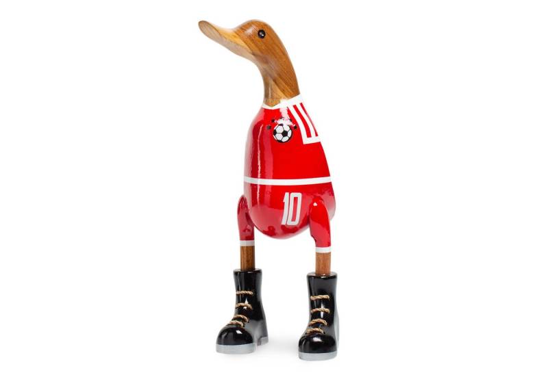 Rikmani Dekofigur Holzfigur Ente Stiefel - Handgefertigte Dekoration aus Holz Geschenk, 3 Holzarten von Rikmani