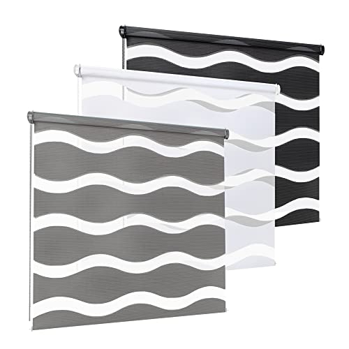 Rikmani Doppelrollo Fensterrollo Welle Klemmfixierung Duo-Rollo Zebrarollo Seitenzugrollo ohne Bohren, Sichtschutz Rollo für Fenster und Türen lichtdurchlässig und verdunkelnd 85x150 cm, schwarz Rikmani Doppelrollo Fensterrollo Welle Klemmfixierung Duo-Rollo Zebrarollo Seitenzugrollo ohne Bohren, Sichtschutz Rollo für Fenster und Türen lichtdurchlässig und verdunkelnd 85x150 cm, schwarz von Rikmani
