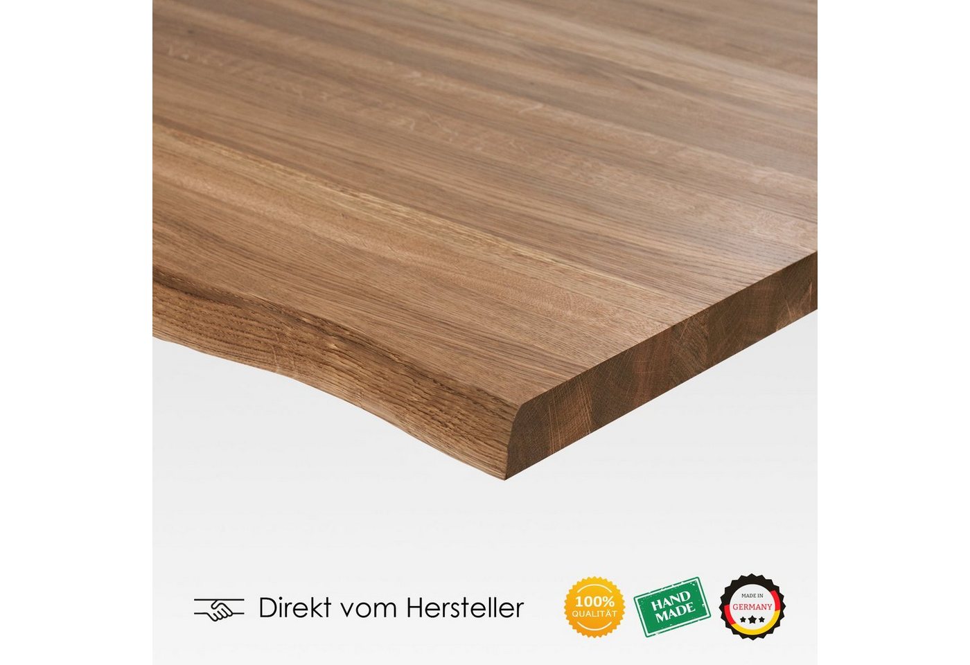 Rikmani Tischplatte Massivholzplatte Eiche Dunkel Naturholz Esstisch Schreibtisch Arbeitsplatte Küche Holzbrett Schreibtischplatte, Massivholz von Rikmani