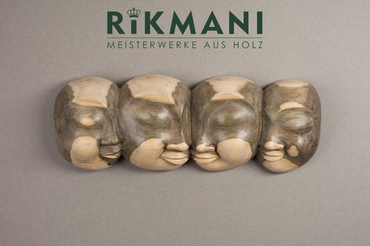 Rikmani Wanddekoobjekt Maske aus Vollholz handgearbeitete Wand Deko - Wandskulpturen Holzmaske, Wanddeko von Rikmani