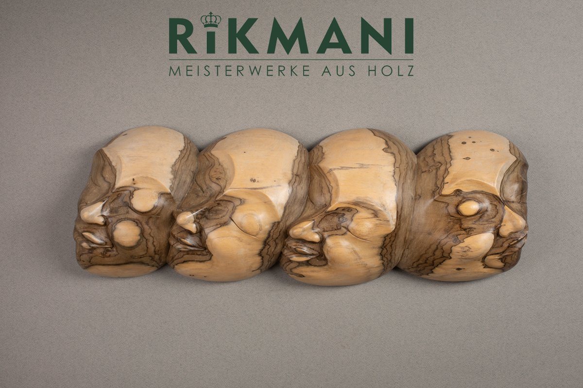 Rikmani Wanddekoobjekt Maske aus Vollholz handgearbeitete Wand Deko - Wandskulpturen Holzmaske, Wanddeko von Rikmani