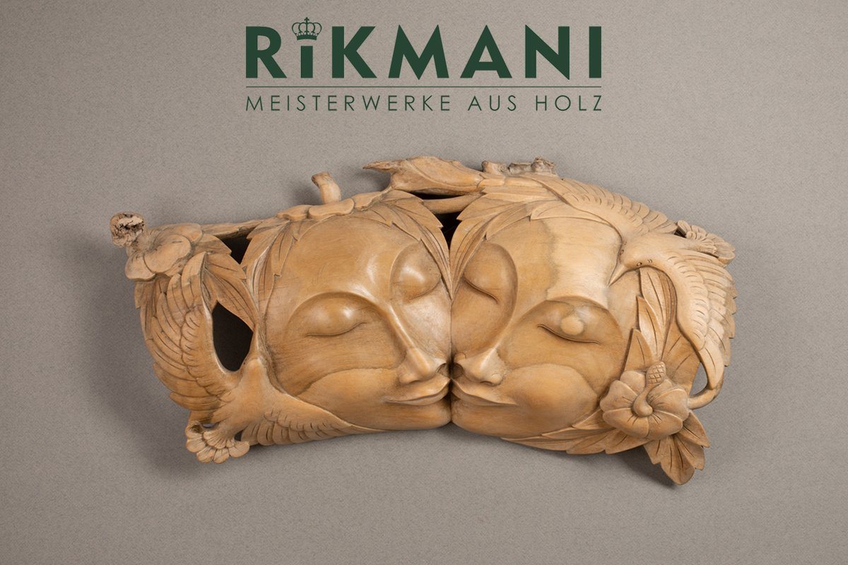 Rikmani Wanddekoobjekt Maske aus Vollholz handgearbeitete Wand Deko - Wandskulpturen Holzmaske, Wanddeko von Rikmani