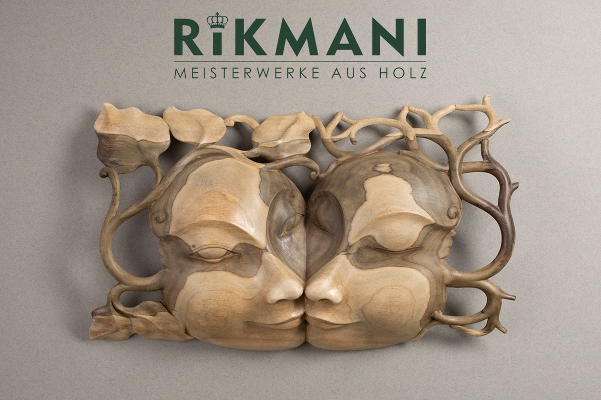 Rikmani Wanddekoobjekt Maske aus Vollholz handgearbeitete Wand Deko - Wandskulpturen Holzmaske, Wanddeko von Rikmani