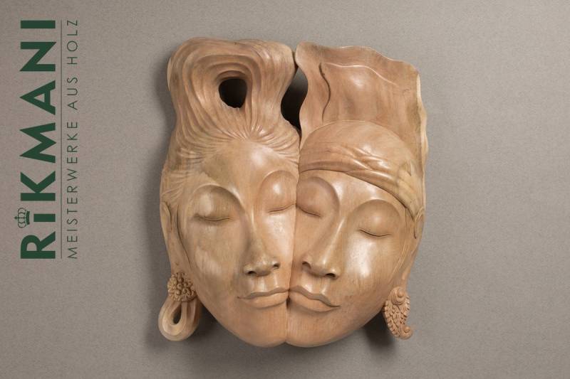 Rikmani Wanddekoobjekt Maske aus Vollholz handgearbeitete Wand Deko - Wandskulpturen Holzmaske, Wanddeko von Rikmani