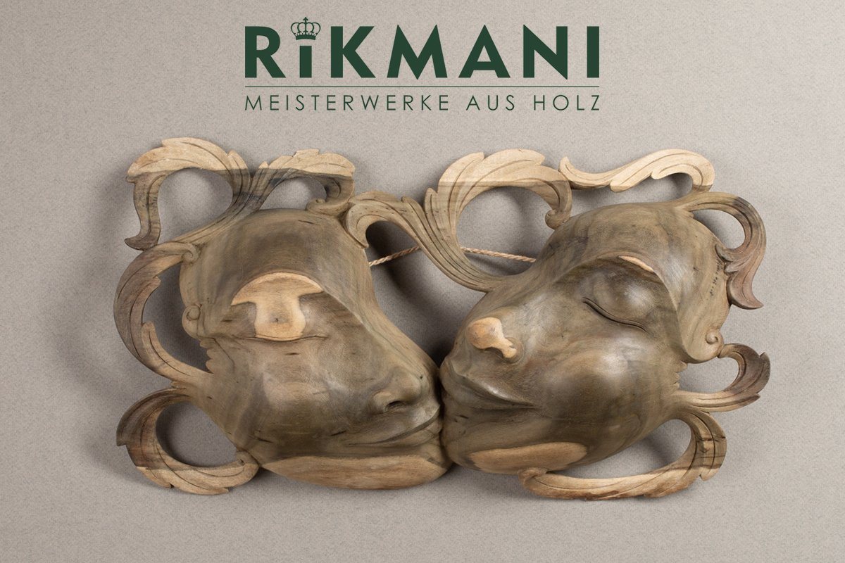 Rikmani Wanddekoobjekt Maske aus Vollholz handgearbeitete Wand Deko - Wandskulpturen Holzmaske, Wanddeko von Rikmani