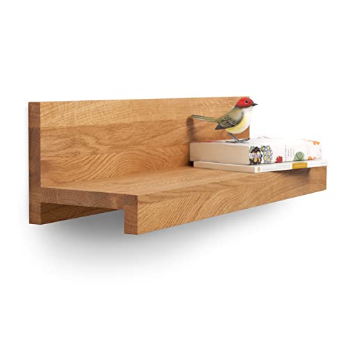 Rikmani Wandregal Holz Eiche massiv Schweberegal Handgefertigtes Regal Bücherregal Holzregal Wandboard Emma 100 cm hell von Rikmani