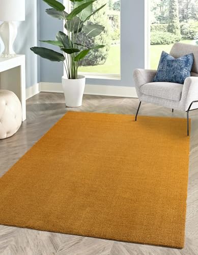 Rikmani Waschbarer Kurzflor-Teppich für Wohnzimmer, Esszimmer, Schlafzimmer, faltbar, Soft, Gelb 120x170cm von Rikmani