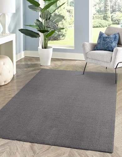 Rikmani Waschbarer Kurzflor-Teppich für Wohnzimmer, Esszimmer, Schlafzimmer, faltbar, Soft, Grau 60x115cm von Rikmani