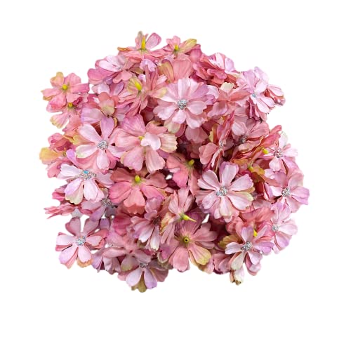 100 künstliche Seiden-Kirschblüten-Blumenköpfe, 5.1 cm Gänseblümchen-Köpfe, künstliche Blumen für Hochzeit, Party, Schuhe, Hüte, große Mini-Blumen zum Basteln, künstliche Blumenköpfe (Rosenrot) von Rikyo