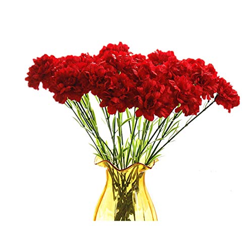 Rikyo 50cm rot Blumensträuße,10 Stängel-Nelken, kein Verblassen künstliche Blumen, Seidenblüten, künstliche Blumen für Hochzeit, Party,Zuhause, Büro, Restaurant, Tischdekoration, Dekoration von Rikyo
