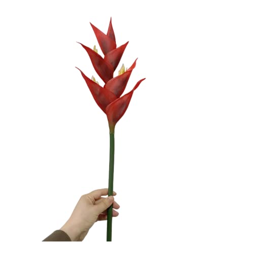 Rikyo 89 cm großer Paradiesvogel, künstliche Blumen, 7 Blütenblätter Blumen, permanente Blume, grüne Pflanzen, für drinnen und draußen, Girlande, Zuhause, Garten,Hochzeitsdekoration (rot-1) von Rikyo