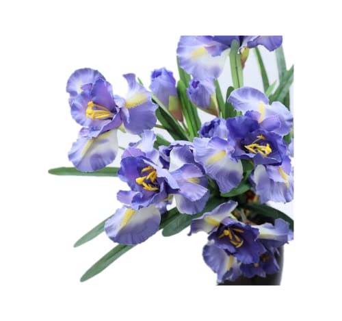 91,4 cm, 3 Stück künstliche Iris-Blumen, Seidenblumen, 9 Köpfe, Blumenstrauß, lange Stiele, künstliche Blume für echte aussehende Blumen, Zuhause, Party und Hochzeit, Blumen,Esstischdekoration (blau) von Rikyo