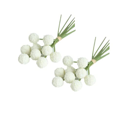 Rikyo Künstliche Blumen Billy Bälle, 25,4 cm, 18 Stiel, künstliche Billy Button Bouquet Bündel, permanente Blumenkraspedia für Handwerk Kranz,Tisch,Hochzeit,Tafelaufsatz,Dekor,Urlaubsladen (weiß) von Rikyo