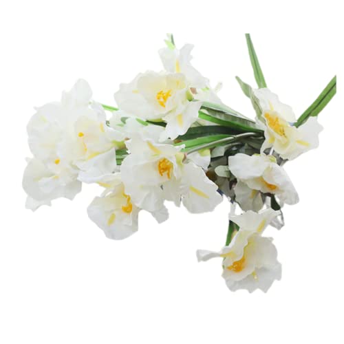 Rikyo 3 Stück künstliche Iris-Blumen,Seidenblumen,9 Köpfe, Blumenstrauß, Lange Stiele künstliche Blume für echte aussehende Blumen,Party und Hochzeit, Blumen Esstischdekoration-91cm(weiß) von Rikyo