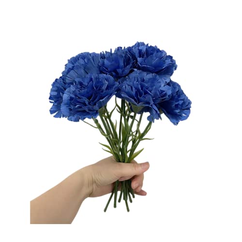 Rikyo 28 cm Blumensträuße mit 10 Stängel-Nelken, UV-beständig, kein Verblassen, künstliche Mini-Nelkenblüten, Seidenblüten, für Foto-Requisiten, Heimparty und Hochzeitsdekoration (dunkelblau) von Rikyo