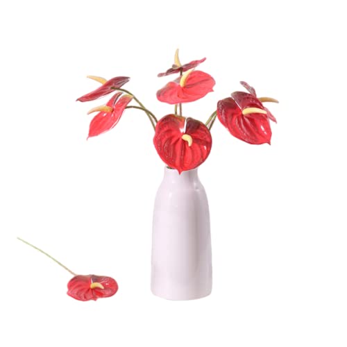 Rikyo 5 Stück 61 cm künstliche Anthurium-Lilienblumen, permanent für Heimdekoration, Blumenstrauß für Zuhause, Braut, Hochzeit, Festival, Party, Handwerk, Ladendekoration (rot) von Rikyo