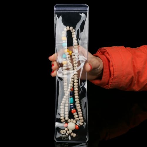 50 lange Schmuckbeutel mit Reißverschluss, transparent, 7,5 x 30 cm, PVC, für Halsketten, klein, versiegelt, Anti-Oxidationsbeutel, Klarheit, Anlaufschutz, Verpackung und Versand, Weihrauch von Rikyo