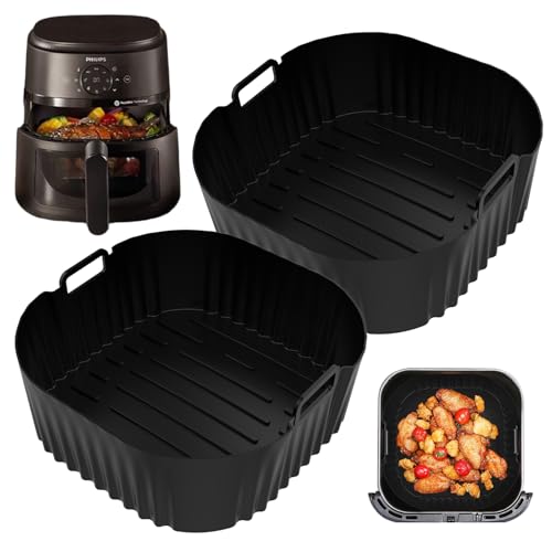 2 Stück Airfryer Silikonform für Heißluftfritteuse 5.5L/6L/8L, Wiederverwendbare Silikon Einsatz für Cosori, Philips, Russell Hobbs, Non-Stick, 22cm 2 Stück Airfryer Silikonform für Heißluftfritteuse 5.5L/6L/8L, Wiederverwendbare Silikon Einsatz für Cosori, Philips, Russell Hobbs, Non-Stick, 22cm von Rilcn