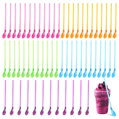 60 Stück Wiederverwendbare Slush Strohhalme 2 in 1 Strohhalm Löffel Bunte Plastikstrohhalme für Boba, Milchshakes, Cocktails und Partys 60 Stück Wiederverwendbare Slush Strohhalme 2 in 1 Strohhalm Löffel Bunte Plastikstrohhalme für Boba, Milchshakes, Cocktails und Partys von Rilcn