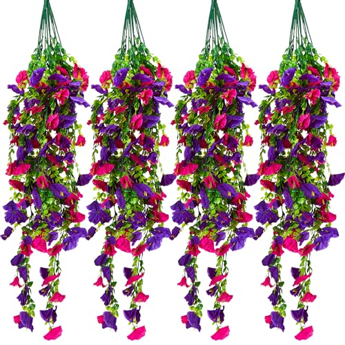 Rilcn Kunstblumen Hängend, 4er-Set Petunien Seidenblumen Künstliche Hängepflanzen, Wetterfeste Balkonpflanzen, Realistische Deko für Balkon, Garten, Terrasse Rilcn Kunstblumen Hängend, 4er-Set Petunien Seidenblumen Künstliche Hängepflanzen, Wetterfeste Balkonpflanzen, Realistische Deko für Balkon, Garten, Terrasse von Rilcn