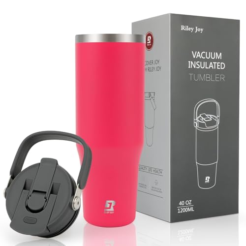 Riley Joy 2.0 Trinkflasche Edelstahl 1.2L Thermobecher mit Strohhalm und Henkel - Spülmaschinenfest - Auslaufsicherer Kaffeebecher to Go von Riley Joy