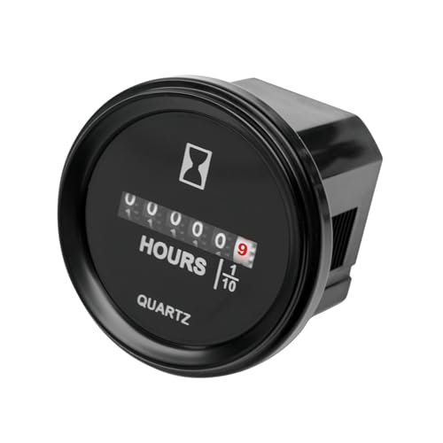 RileyFine Quarz Stundenzähler Runder mechanischer Timer Einrastbarer Motorbetriebsstundenzähler für Schneemobil Auto Boot Auto Rasentraktor Pumpe Holzhacker Marine Fahrzeug Generator (S-DC8-80V) von RileyFine