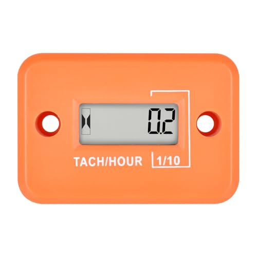 RileyFine RQ-HM012 Digitaler Drehzahlmesser, TOT Stundenaufzeichnung, Echtzeit-Drehzahlanzeige, für ZTR Rasenmäher Traktor Generator Außenborder (orange) von RileyFine