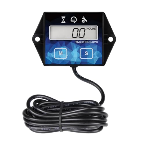 RileyFine Tachometer für kleine Motoren Digitaler Stundenzähler Drehzahlmesser Drehzahlmesser für Rasenmäher Auto Traktor Generator Boot Roller Motorrad Luftkompressor Druckscheibe Kehrmaschine von RileyFine