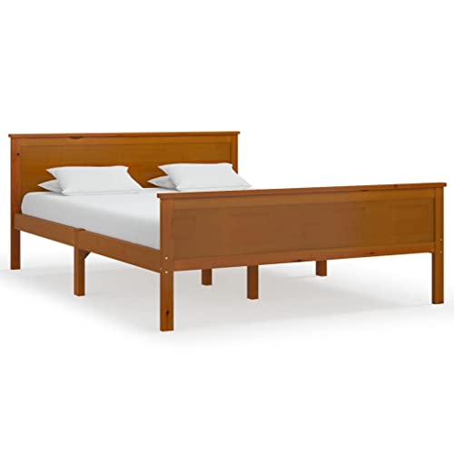 Holzbett massiv 160x200cm - Doppelbett Ehebett, Bettgestell mit Kopfteil, stabil und robust, f248 von Rillbus