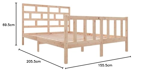 Massivholz-Bett 150x200cm - Doppelbett, Lattenrost Bettrahmen, stabil und robust, c136 von Rillbus
