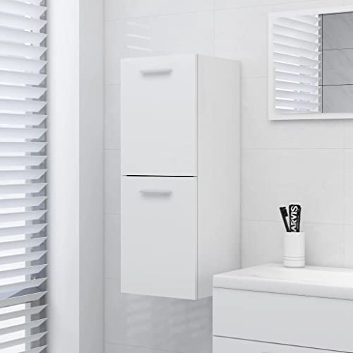 Rillbus Badezimmerschrank hängend mit 2 Ablagen und 2 Türen, Hängeschrank Badregal Wandschrank Badmöbel Schrank, Spanplatte 30x30x80cm Weiß von Rillbus