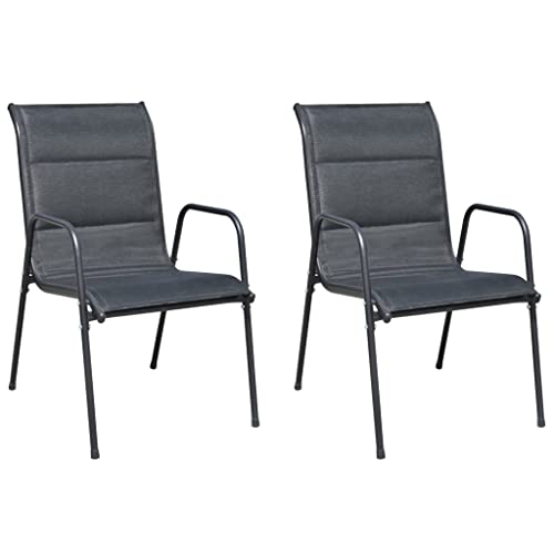 Rillbus Gartenstühle 2er Set Terassenstühle Stapelbar, Stapelstuhl Relaxsessel für Garten Terrasse Balkon, Stahl Textilene 51x66x88cm von Rillbus