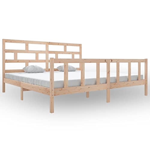 Rillbus Holzbett massiv 200x200cm - Doppelbett Ehebett, Kopfteil Bettgestell, Bettrahmen bis 300 kg belastbar, r136 von Rillbus