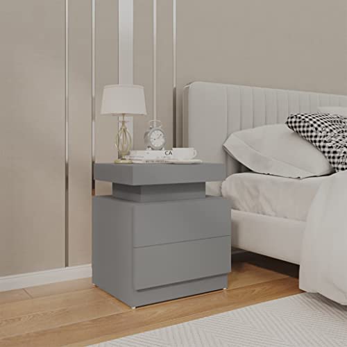 Rillbus Nachtschrank Boxspringbett Nachtkommode mit 2 Schubladen, Nachttisch passend zu jedem Bett Schlafzimmer Büro, Modern 45x35x52cm Grau von Rillbus