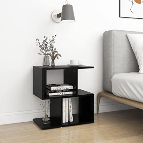 Rillbus Nachttisch 2er Set, Nachtschrank Couchtisch mit 4 offenen Ablagen, Nachtkommode für Wohnzimmer Schlafzimmer, Modern 50x30x51,5cm Schwarz von Rillbus