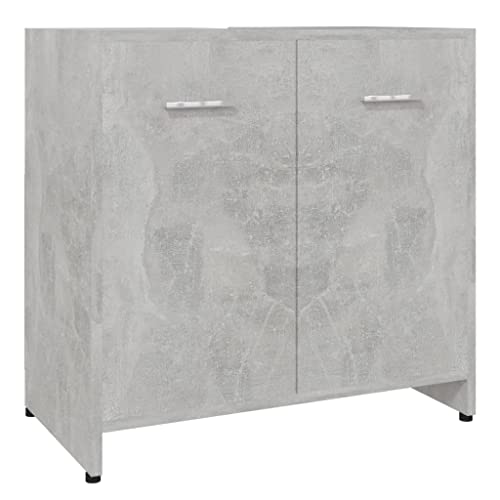 Rillbus Waschbeckenunterschrank mit 2 Türen, Toilettenschrank platzsparend Badezimmerschrank, Scandinavian, 60x33x61cm Betongrau von Rillbus