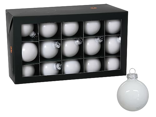 16 STK Weihnachtskugeln weiß Opal 30mm groß Glas Christbaumkugeln o404 Weihnachtsdeko Christbaumschmuck Kugeln Glaskugeln 3cm EDEL von RiloStore