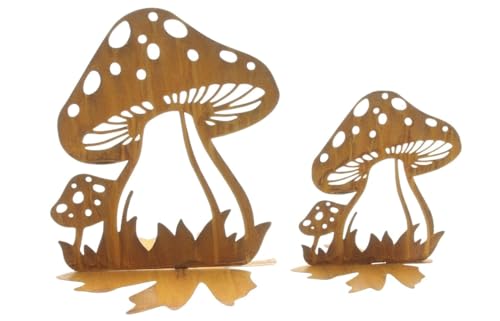 2 STK Dekoaufsteller Pilze rost Farben braun Fliegenpilze Metallpilze Stecker Gartendeko 26cm und 17cm Pilz 2er Set Dekopilze Garten Dekoration 2 STK Dekoaufsteller Pilze rost Farben braun Fliegenpilze Metallpilze Stecker Gartendeko 26cm und 17cm Pilz 2er Set Dekopilze Garten Dekoration von RiloStore